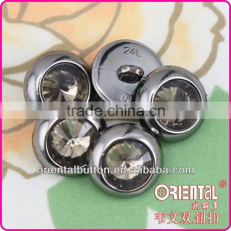 15mm dyeable acrylic stone combination button with plated rim button