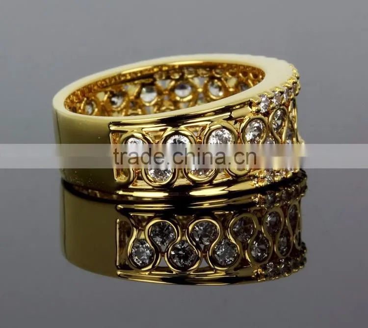 Grand Luxury Clear Zircon Crystals Gold Platinum Jewlery Ring Wedding Band