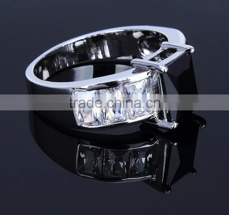 Hot Classic Rectangle One Stone Wedding Ring Black Color Cc Fine Jewelry Ring