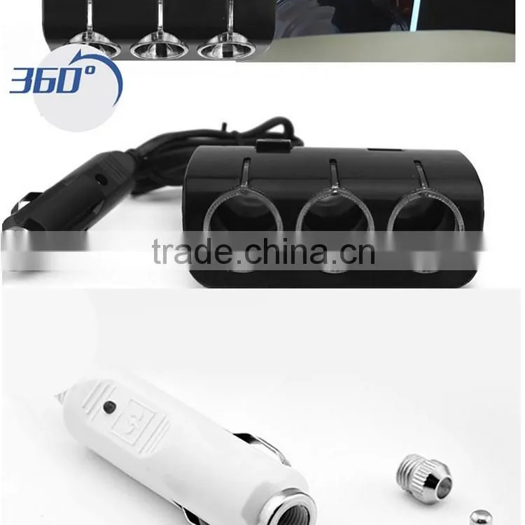 New Factory Price 3 Sockets Car Cigarette Lighter DC Power 12V 24V Car Cigarette for iPhone usb car charger with Dual USB Ports