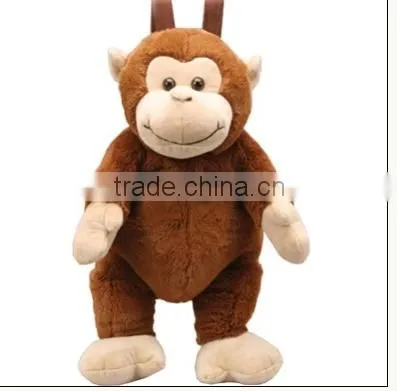 Kids plush monkey backpacks/plush animal character backpacks/monkey backpack