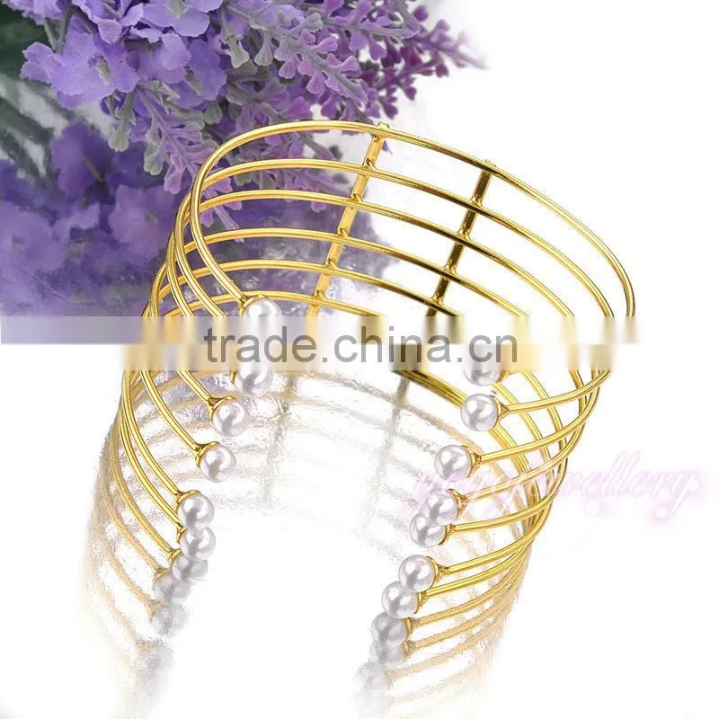 Wholesale pearl gold cuff bangle bracelet