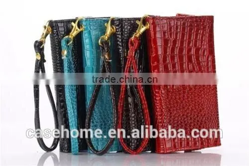 Luxury Wallet PU Leather Pouch Case Cover for Various Smart Phones With Strap and card holder