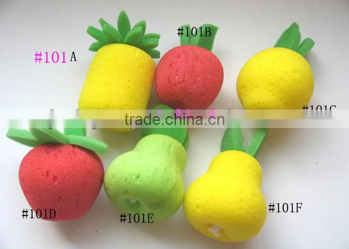 colorful fruit and flower shape cleaning sponge