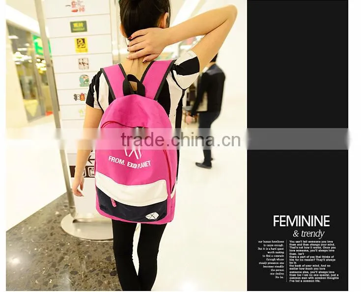 2015 new design ladies colors canvas backpack for stock