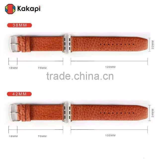 38mm Genuine Leather Strap Wrist Band Replacement Metal Clasp for Apple Watch All Models 38mm MT-3913