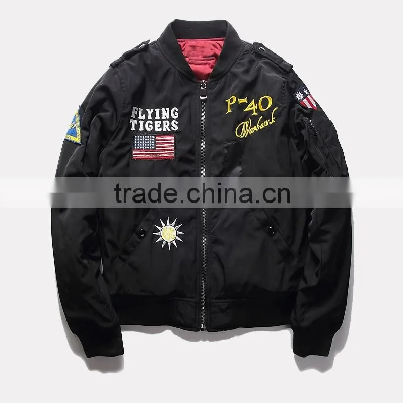 2016 Fashion Large Size Srping MA1 Air Force Pilot Coat Bomber Jacket with Retro Embroidery