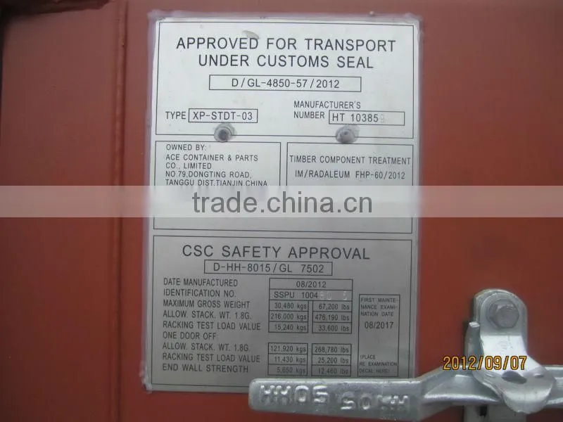 stainless container nameplate CSC plate