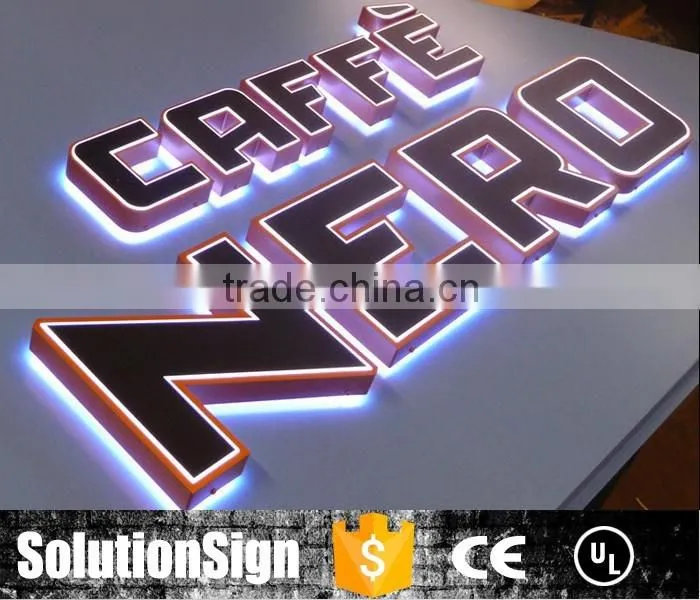 High quality wall mounted custom led backlit stainless steel letter signs