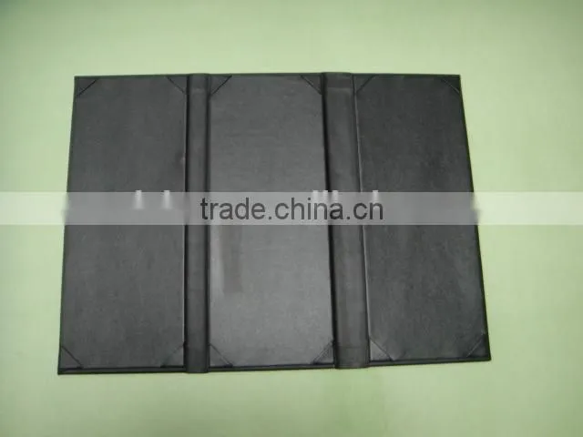 Tri-folding 4.5*11'' PU Leather Drink Menu Folder