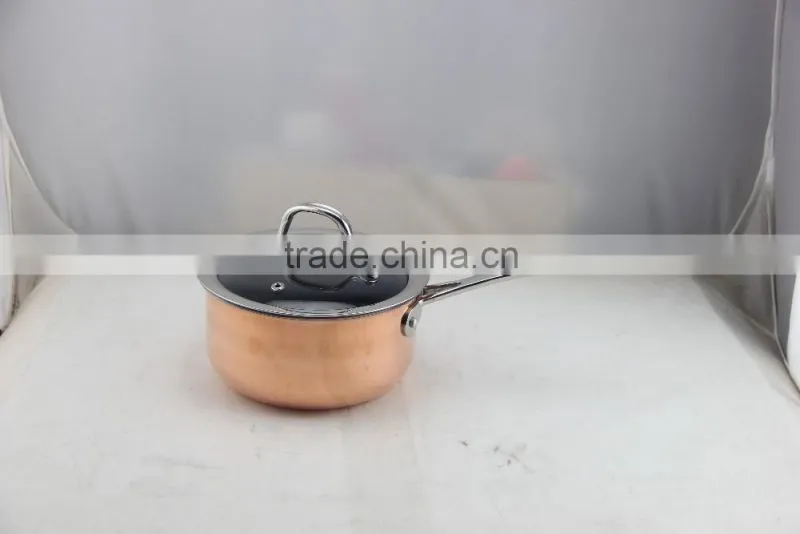 Copper Aluminum Non-stick Double 2 Layers Cookware Set Cooking Milk Pot Saucepan Long S/S Handle