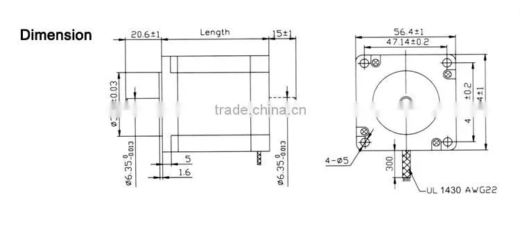 57mm 1.8 Degree High Power Hybrid Stepper Motor/Stepping Motor 57STH76-1006A