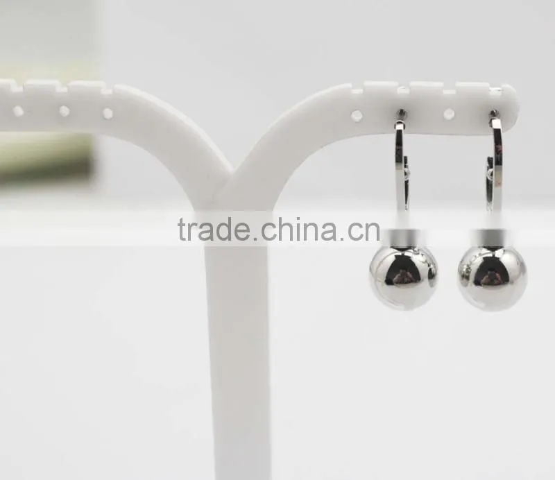 Silver Solid Stainless Steel Ball Pendant Fashion Earrings