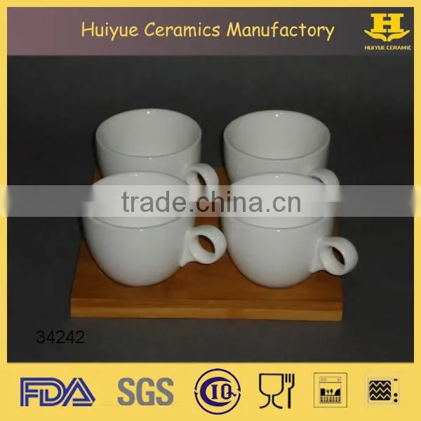 Coffee mug with bamboo base, coffee ceramic set