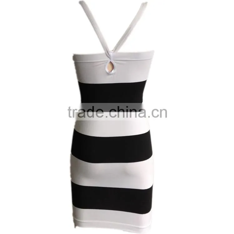 2016 Fashion Tight Slimming Fitness Wear Wholesale Sexy Stripes Brace Skirts Casual Elegant Evening Dress