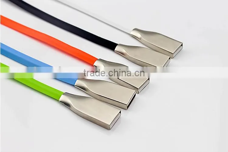 For iPhone USB Charger Cable Flat Zinc Alloy USB Cable New Premium