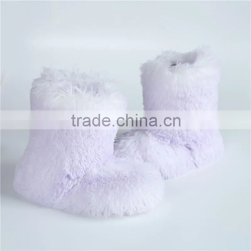 Ladies long pink PV plush boots