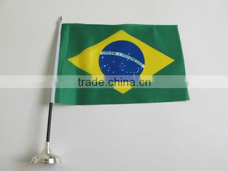 Good quality cheering flag,20*30cm advertising flag,Brazil table stand flag