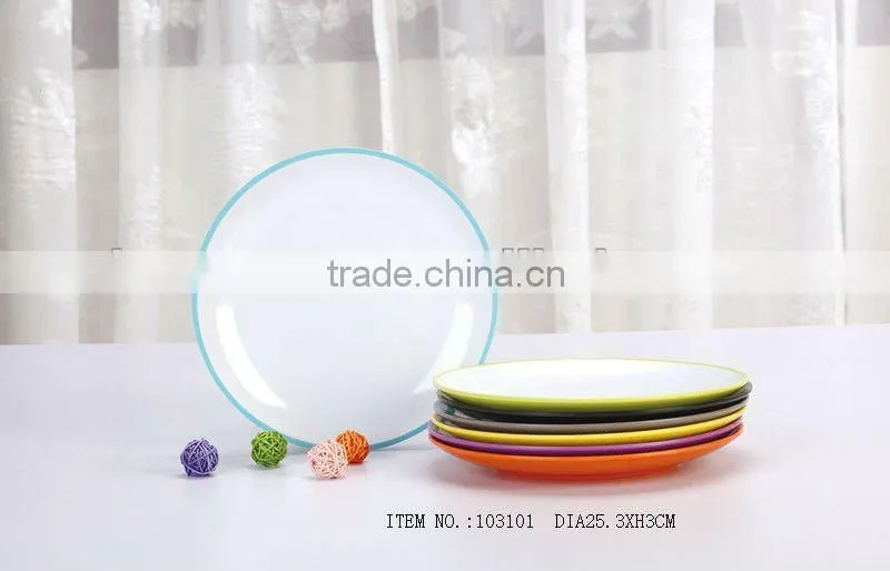 Two tone color round melamine dinner plates