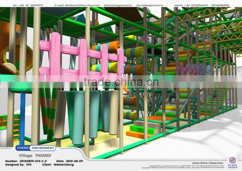 Cheer Amusement Village Themed indoor soft playground with slider fun-battle