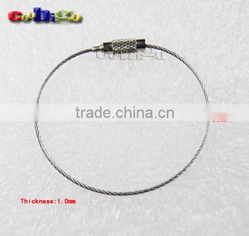 Thinkness 1mm Stainless Steel Wire Keychain Cable Twist Screw Locking Length 6"#FLQ043