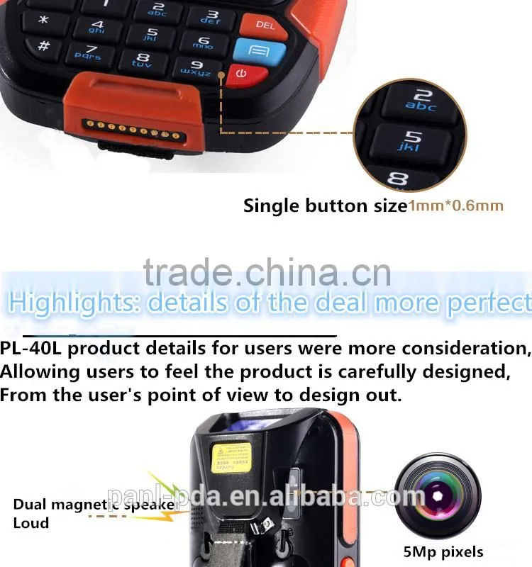 CARIBE PL-40L Ac019 android 1d 2d barcode scanner with keyboard support sim card, nfc, bluetooth,wifi, gps