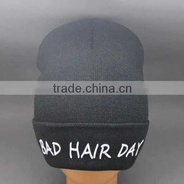 LUXURY LEATHER PATCH FOLD CUFF NAVY WINTER HAT FOR MEN AND WOMEN