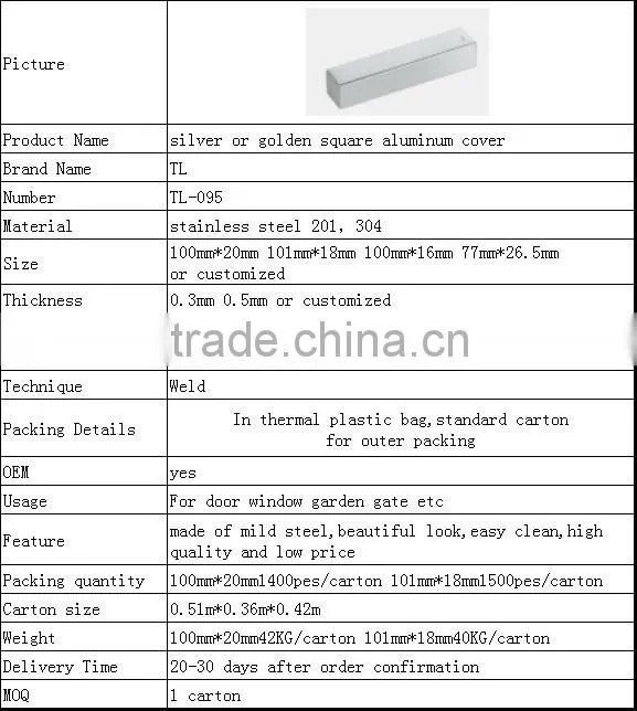 silver or golden square aluminum cover