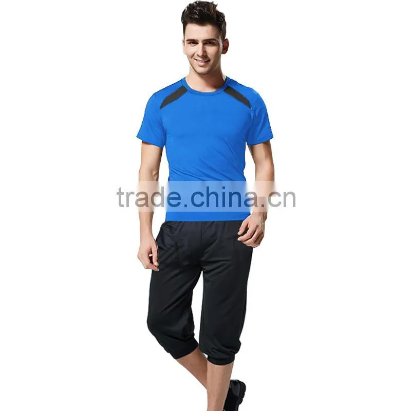Men's Dry Fit Fitness Shirts 10% Spandex 90% PTT Dri Fit Shirts Wholesale