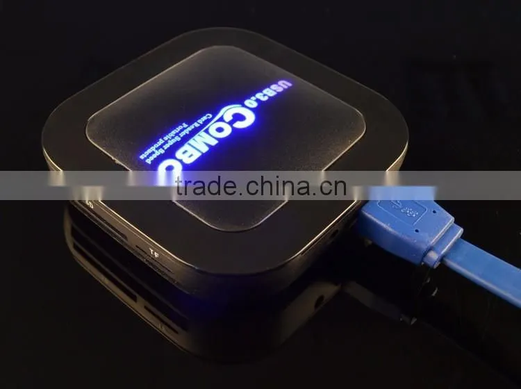 USB 3.0 combo usb hub with led display multi-functional card reader