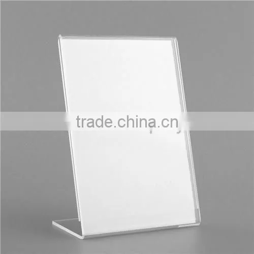 handmade excellent L shaped clear acrylic a4 paper holder/acrylic menu stand/acrylic label holders