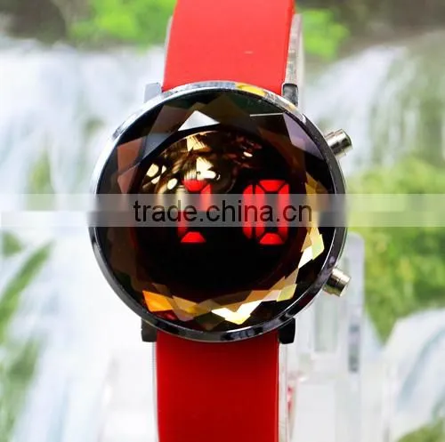 2014 new LED fashion crystal glass electronic 30ATM silicon watch(WJ-2386)