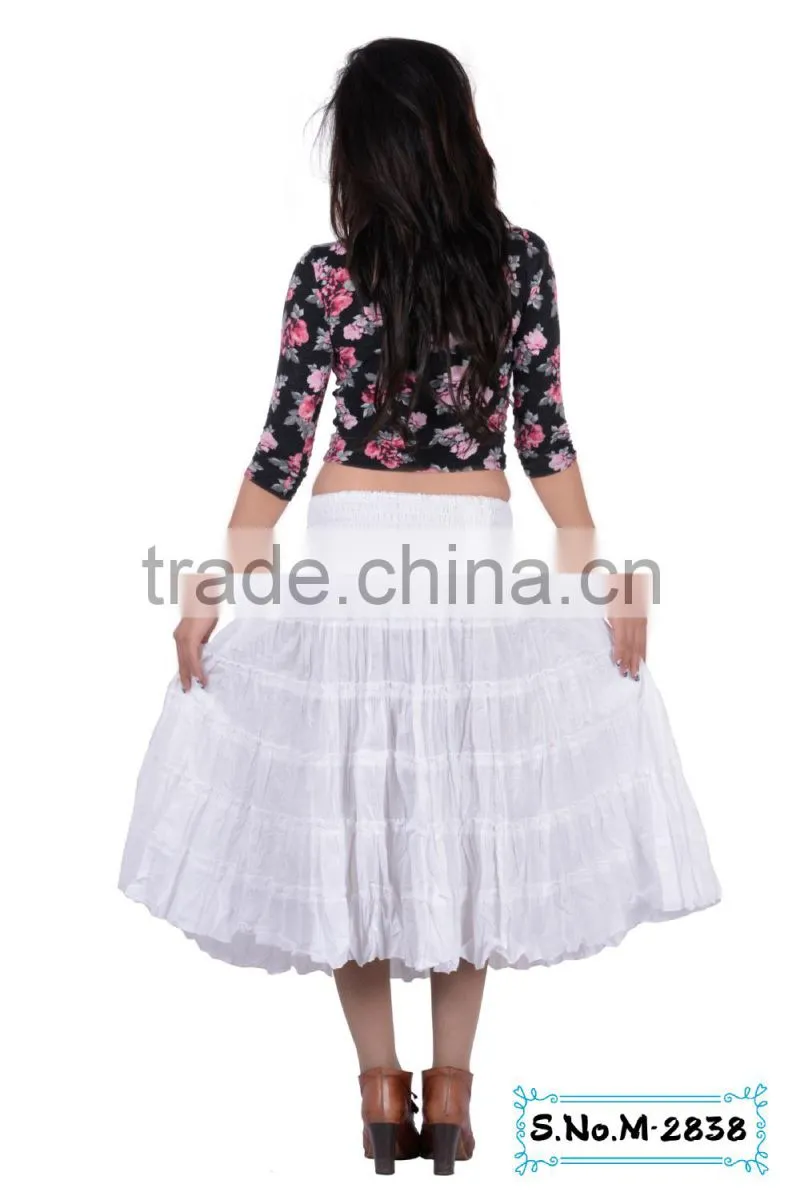 M2838 Cotton skirts Tiered Skirt New Garments Voil Print Camric Print Soft Rayon Printed Indian Kurta cotton summer short skirt