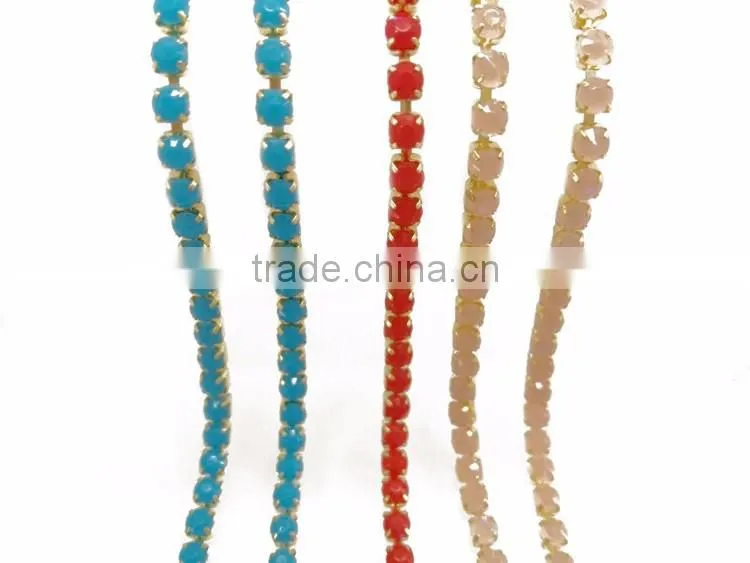 Rhinestone Trim Clear Crystal Strass ss24 Gold Metal Claw Cup Chain Sew On Rhinestones Chain For Clothes Garment