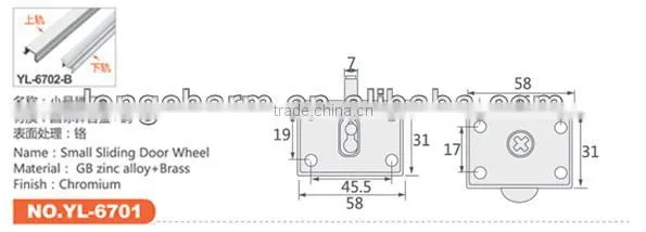 Zinc alloy hanging brass wheels for sliding doors wardrobe