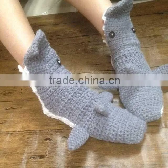 hand crochet adult shark shoes, crochet fashion shark shoes