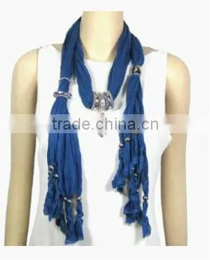 Metal Heart Pendant Jewelry Scarf Long Necklace