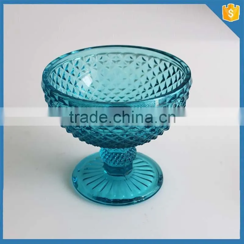 Good quality handmade crystal pudding wholesal glass bowl with foot