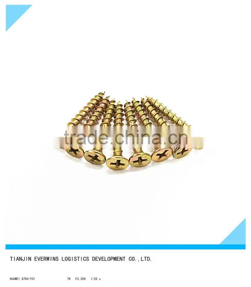 Countersund Head Brass plated screws Phillips head Coarse thread Drywall screws