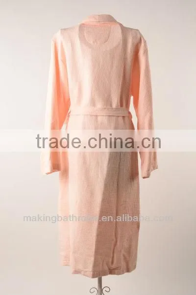 Hotel waffle girls pink bathrobe for women