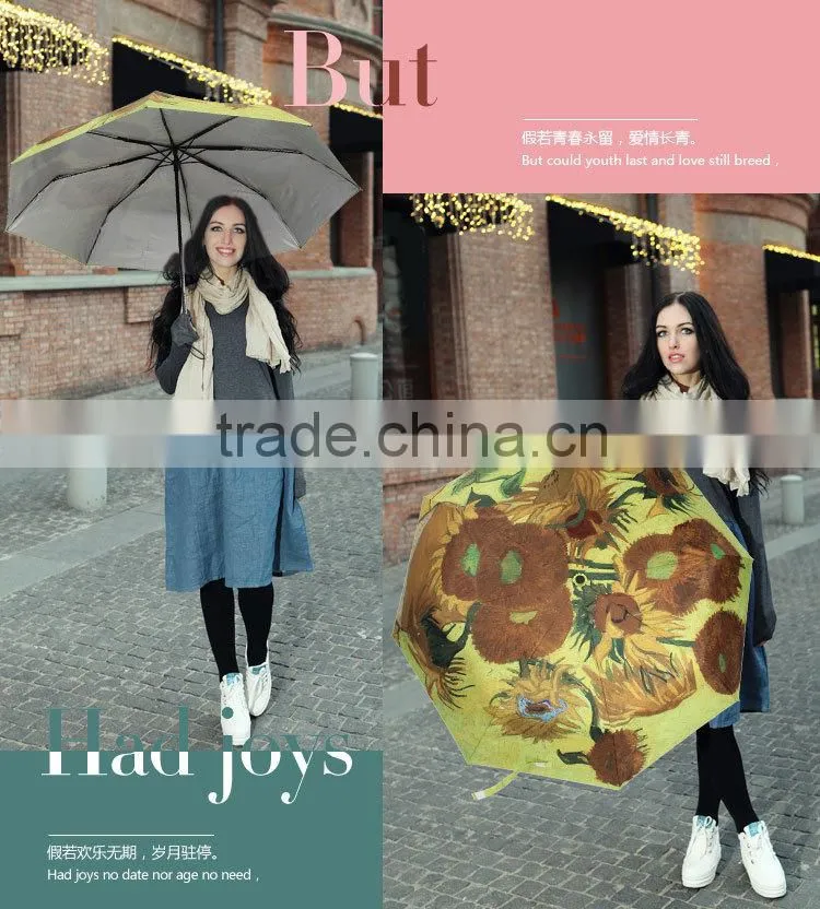 Chinese style oil painting Hot Sale Promotion Folding Umbrella