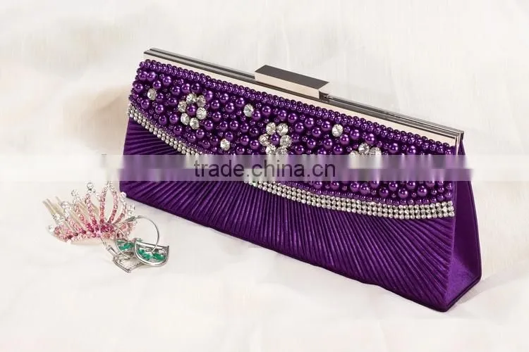ladies beaded evening satin party bag