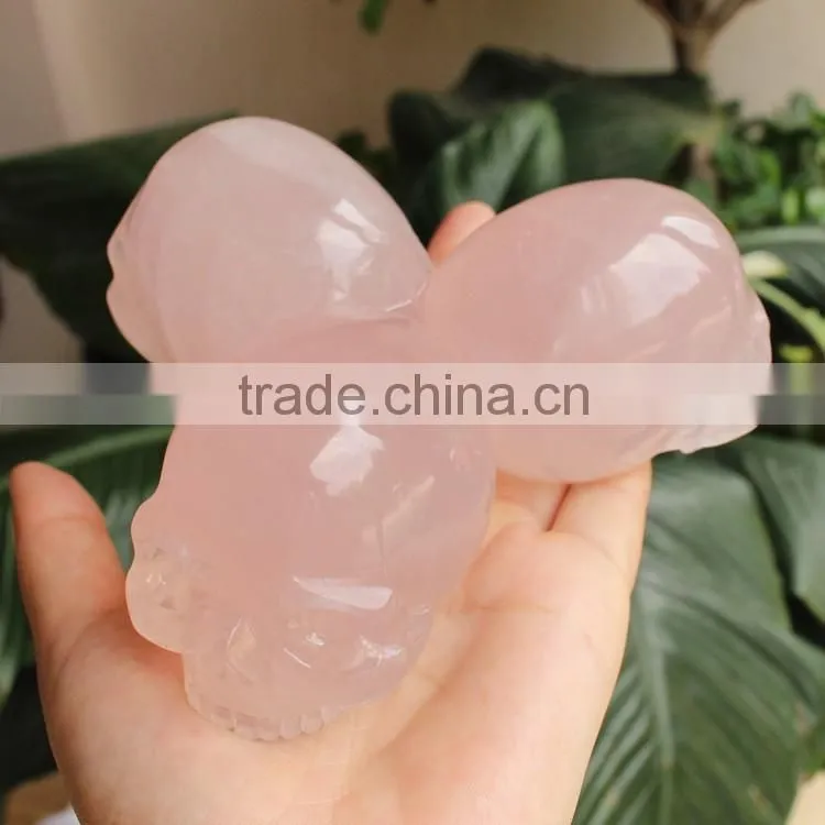 Natural rose crystal skull pink quartz crystal skulls for sale