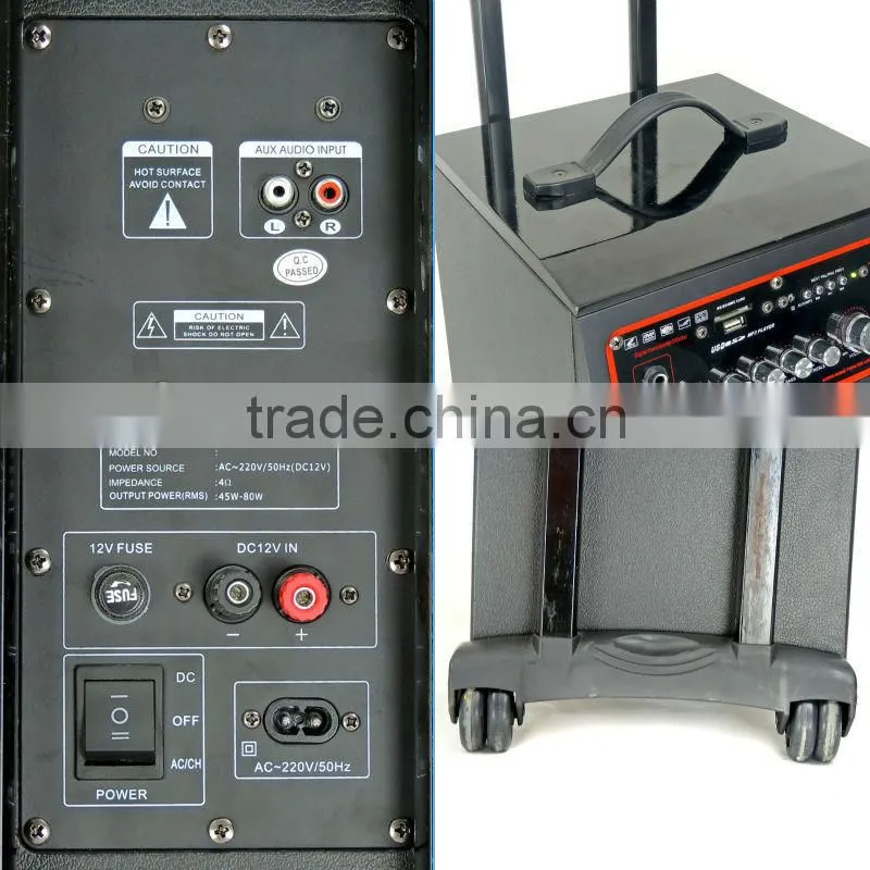 2013 latest fashionable professional portable speaker with USB/SD/FM/ rechargeble battery /Remote control