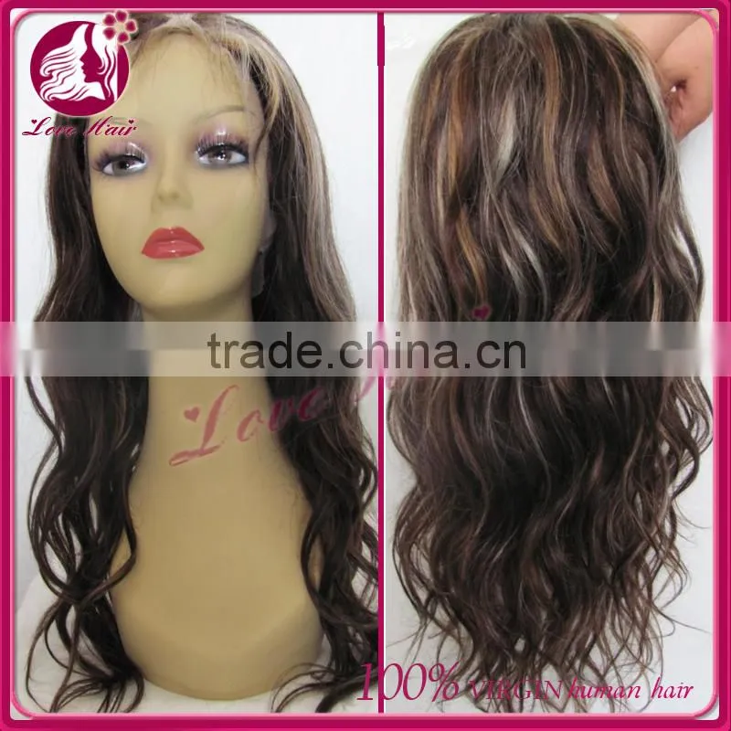 Mixed color 100% human hair wig for black women wearing full lace wig