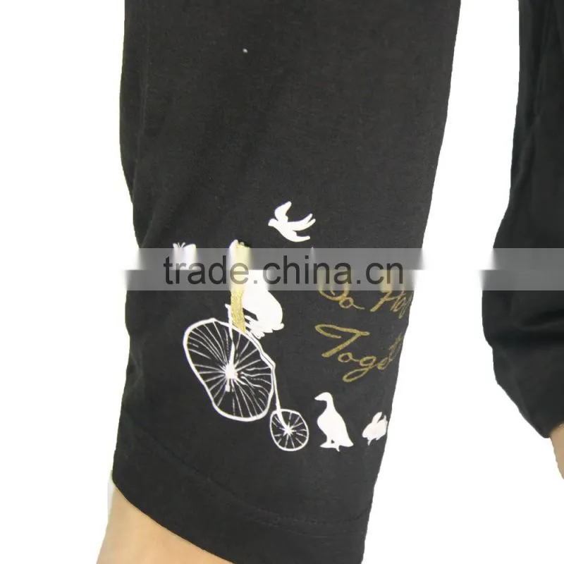 Kevince women interlock pyjamas flock print knitting 1000pcs up OEM factory directly