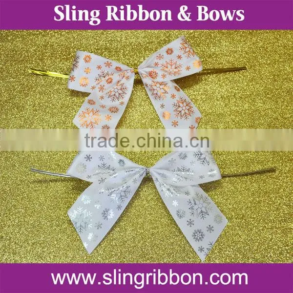 Prined Satin Ribbon Bow With Wire Twist Tie