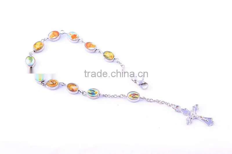 Rosary beads with saint medals