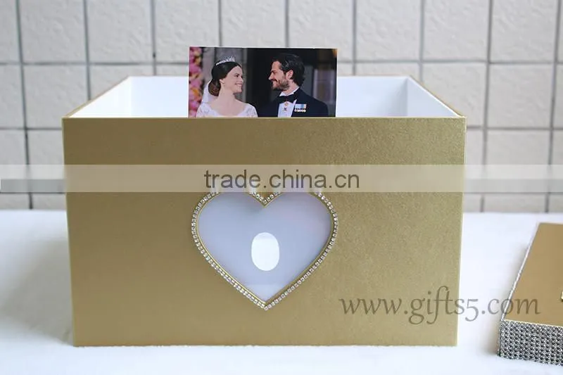 Excellent gold storage boxes / wedding card boxes with photo frame