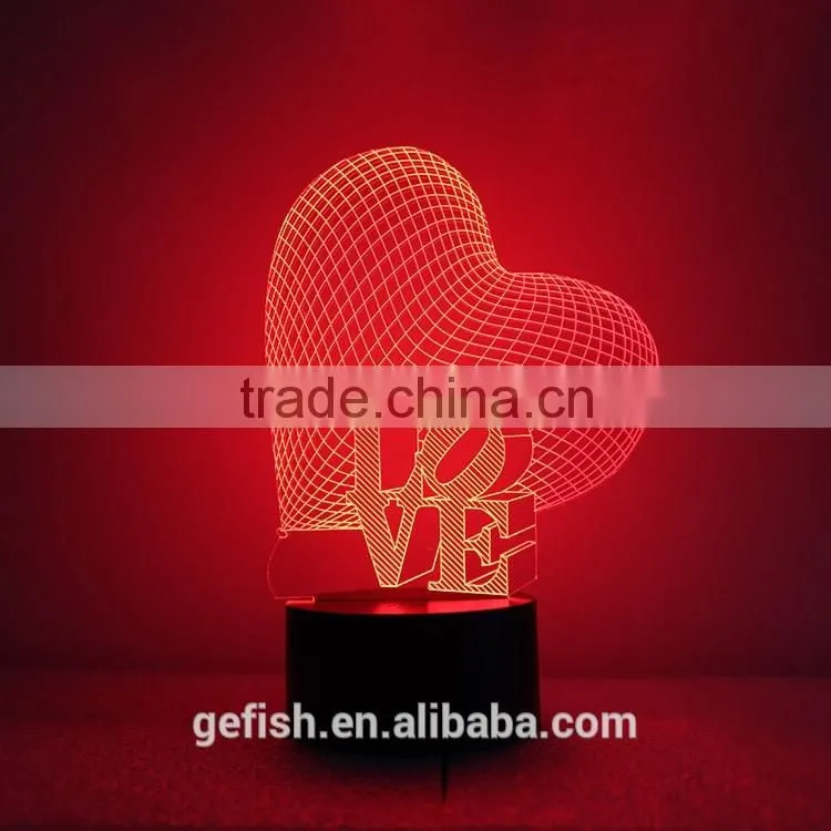 Fancy customized 3D acrylic table led lamp with battery wholesale